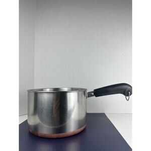 Revere Ware 3 Qt Sauce Pot Pan Stainless Copper Bottom f02 Very Good
